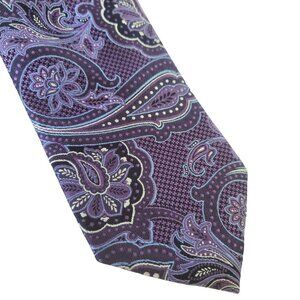 New Jos A Bank Signature Collection Mens Purple Paisley Necktie Tie One Size 60”